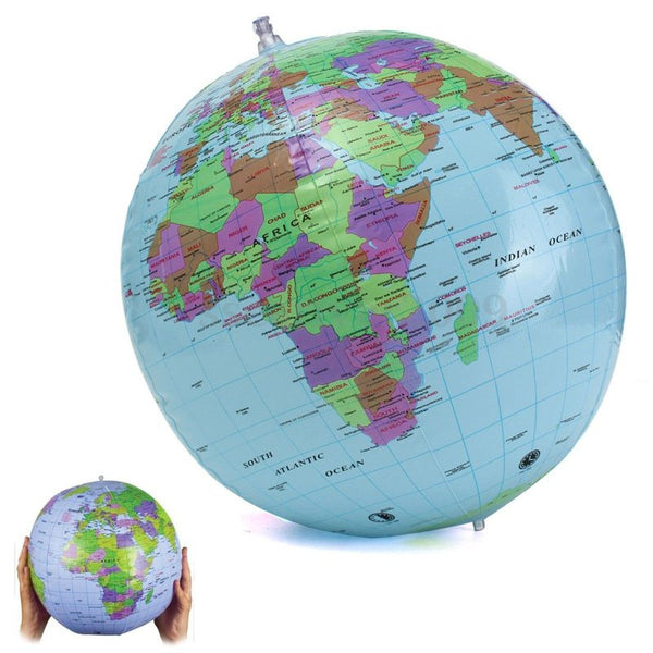 30cm Inflatable World Globe Earth Teaching Geography Map Beach Ball Kids Toy - Lets Party