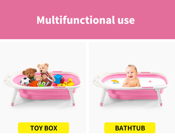 Baby Bath Tub Infant Toddlers Foldable Bathtub Folding Safety Bathing ShowerPink - Lets Party