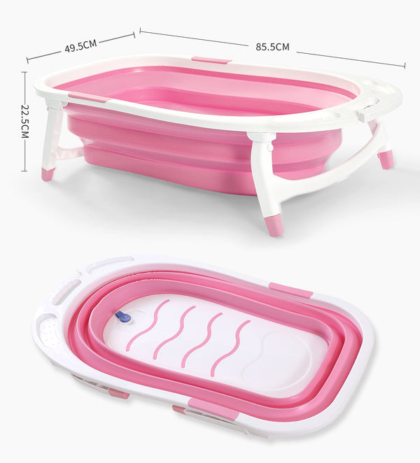 Baby Bath Tub Infant Toddlers Foldable Bathtub Folding Safety Bathing ShowerPink - Lets Party