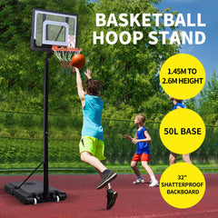 Basketball Hoop Stand Kid Rim Ring System Large Backboard Net Height Adjustable