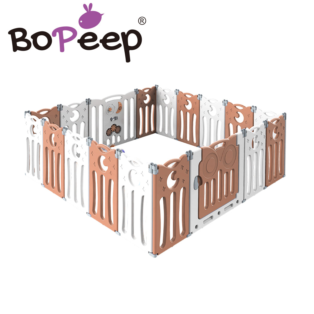 BoPeep Kids Baby Playpen Foldable Child Safety Gate Toddler Fence 18 Panels Pink - Lets Party