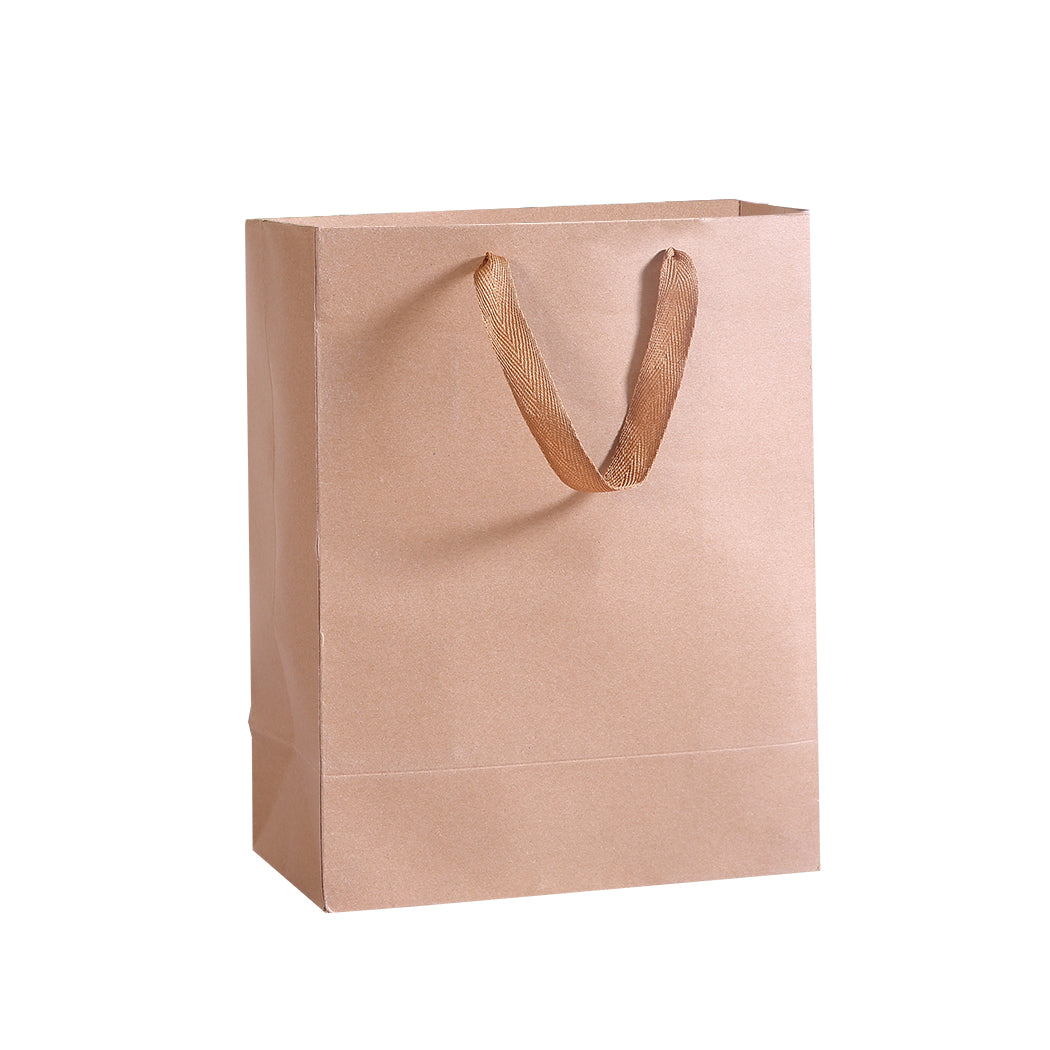 50x Brown Paper Bag Kraft Eco Recyclable Gift Carry Shopping Retail Bags Handles - Lets Party