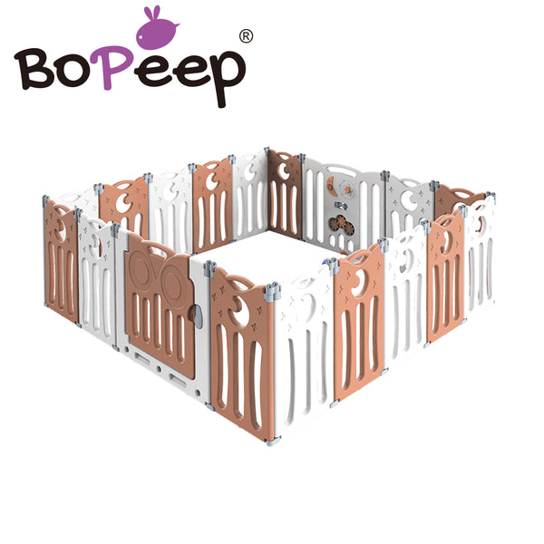 BoPeep Kids Baby Playpen Foldable Child Safety Gate Toddler Fence 18 Panels Pink - Lets Party