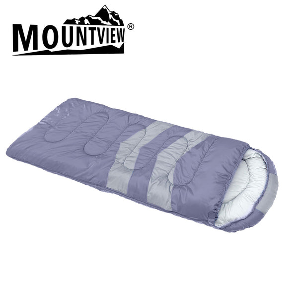 Mountview Single Sleeping Bag Bags Outdoor Camping Hiking Thermal -10℃ Tent Grey - Lets Party