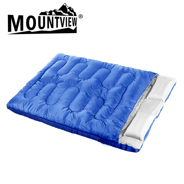 Mountview Sleeping Bag Double Bags Outdoor Camping Thermal 0℃-18℃ Hiking Blue - Lets Party