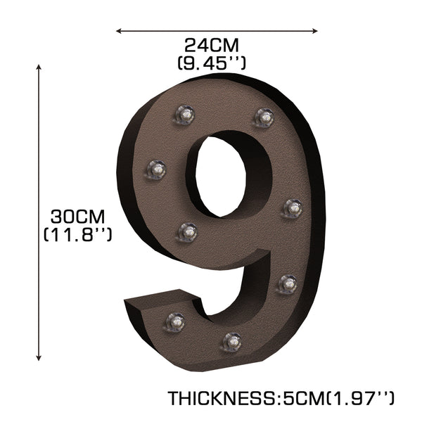 LED Metal Number Lights Free Standing Hanging Marquee Event Party Decor Number 9 - Lets Party