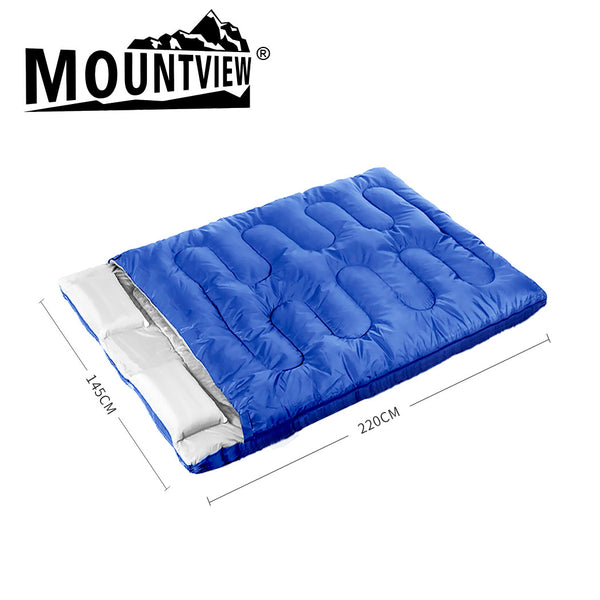 Mountview Sleeping Bag Double Bags Outdoor Camping Thermal 0℃-18℃ Hiking Blue - Lets Party
