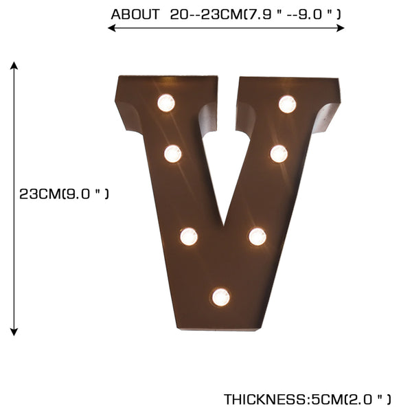 LED Metal Letter Lights Free Standing Hanging Marquee Event Party D?cor Letter V - Lets Party