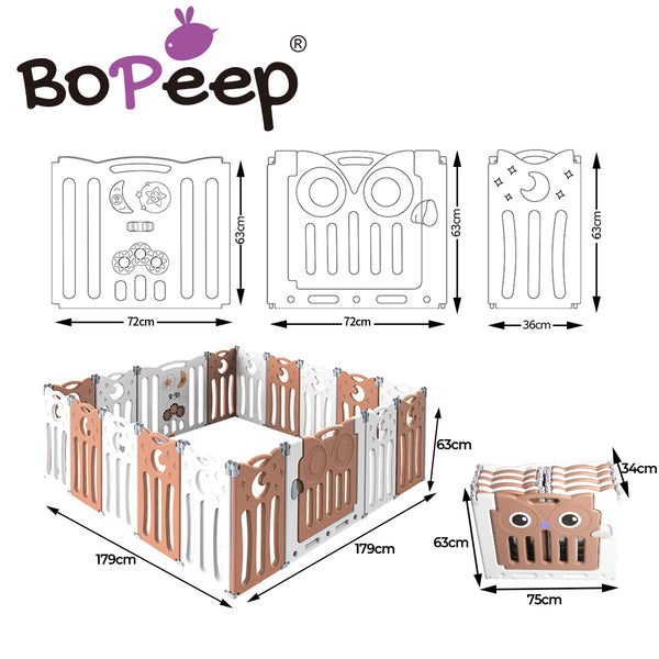 BoPeep Kids Baby Playpen Foldable Child Safety Gate Toddler Fence 18 Panels Pink - Lets Party