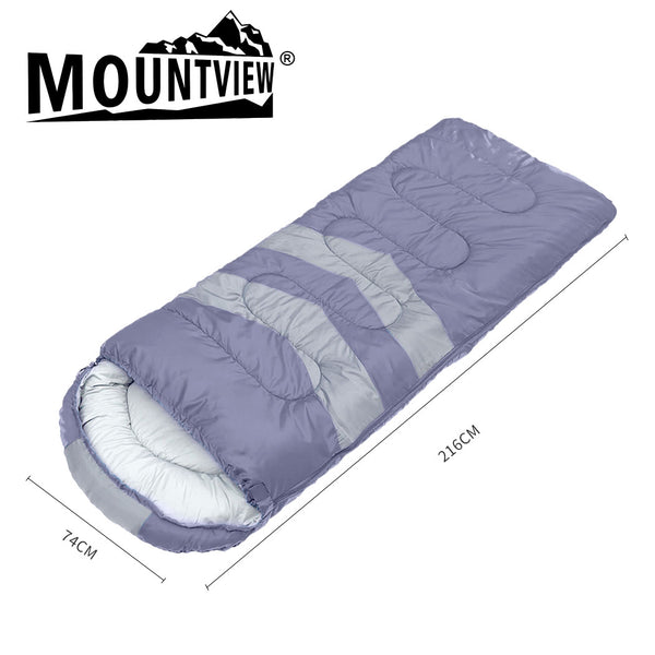 Mountview Single Sleeping Bag Bags Outdoor Camping Hiking Thermal -10℃ Tent Grey - Lets Party