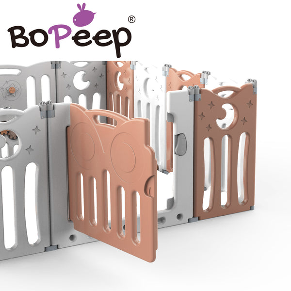 BoPeep Kids Baby Playpen Foldable Child Safety Gate Toddler Fence 18 Panels Pink - Lets Party