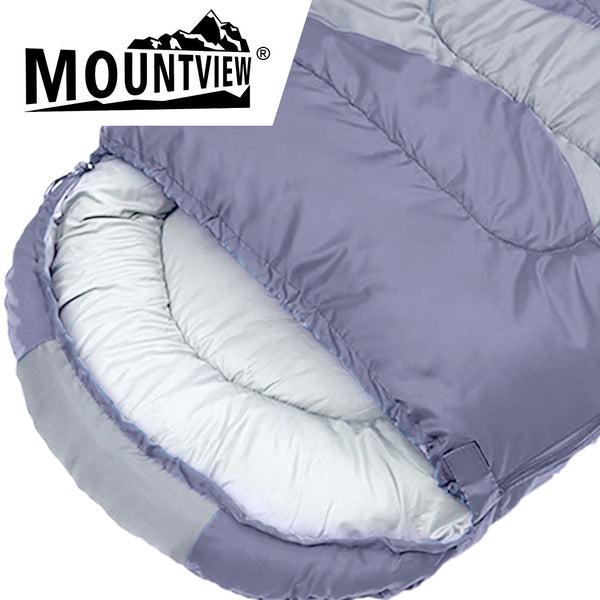 Mountview Single Sleeping Bag Bags Outdoor Camping Hiking Thermal -10℃ Tent Grey - Lets Party