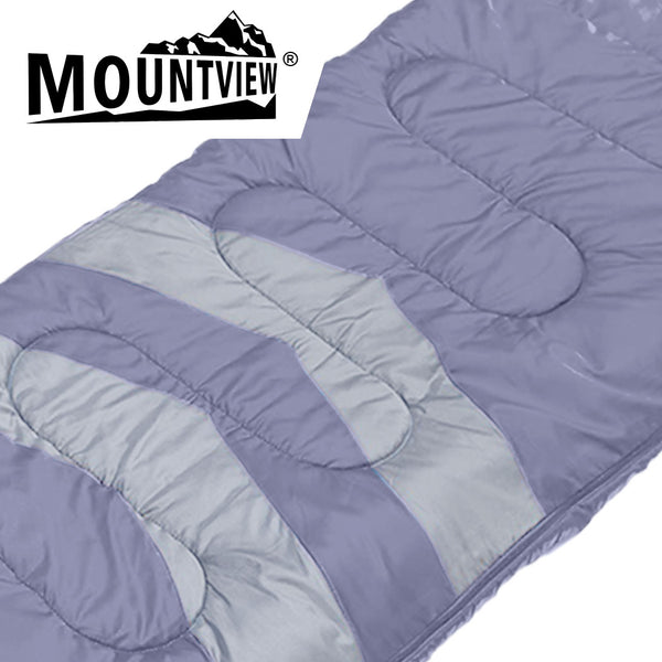 Mountview Single Sleeping Bag Bags Outdoor Camping Hiking Thermal -10℃ Tent Grey - Lets Party