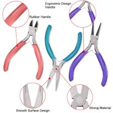 3x Beading Jewelry Making Tools Wire Cutter Mini Pliers Set Jewellery Repair Kit - Lets Party