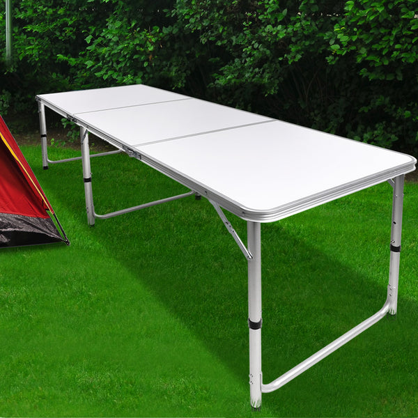 Folding Camping Table Aluminium Portable Picnic Outdoor Foldable Tables 180cm - Lets Party