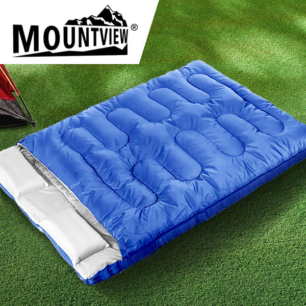 Mountview Sleeping Bag Double Bags Outdoor Camping Thermal 0℃-18℃ Hiking Blue - Lets Party