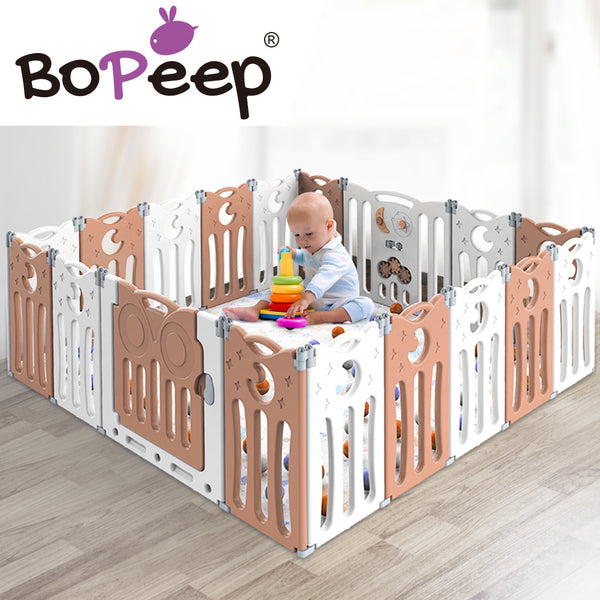 BoPeep Kids Baby Playpen Foldable Child Safety Gate Toddler Fence 18 Panels Pink - Lets Party