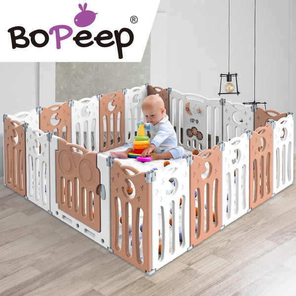 BoPeep Kids Baby Playpen Foldable Child Safety Gate Toddler Fence 18 Panels Pink - Lets Party