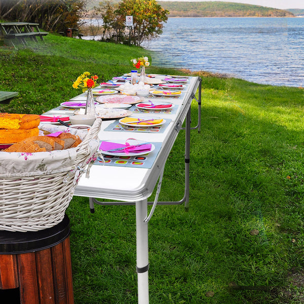Folding Camping Table Aluminium Portable Picnic Outdoor Foldable Tables 180cm - Lets Party