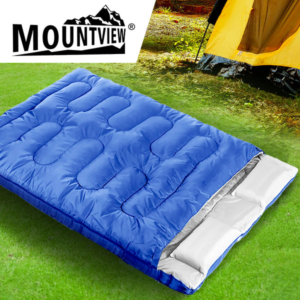 Mountview Sleeping Bag Double Bags Outdoor Camping Thermal 0℃-18℃ Hiking Blue - Lets Party