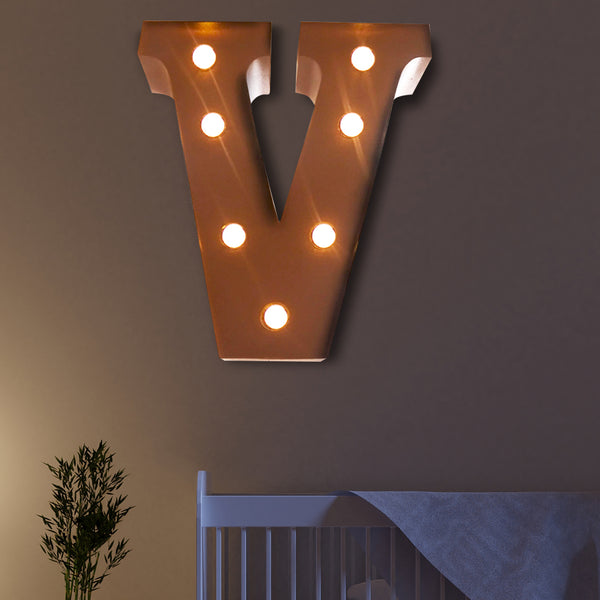 LED Metal Letter Lights Free Standing Hanging Marquee Event Party D?cor Letter V - Lets Party