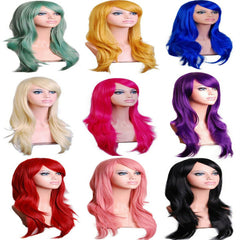 Womens 70cm Long Wavy Curly Hair Synthetic Cosplay Full Wig Wigs Party