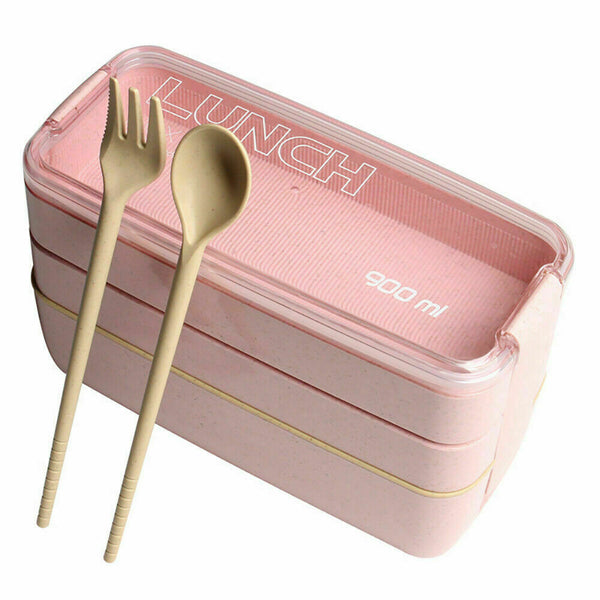 900ml 3-Layer Bento Box Students Lunch Box Eco-Friendly Leakproof Food Container - Lets Party
