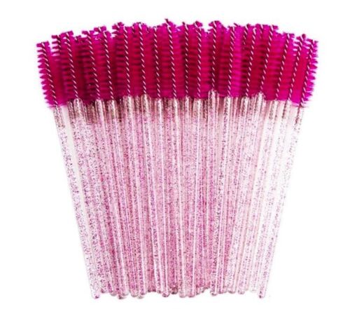 Pink New Disposable Eyelash Brush Applicator Extension Mascara Wands - Lets Party