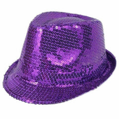 FEDORA Trilby Hat Cap Glitter Sequin Sequinned Dance Party Costume MJ Jazz Hats