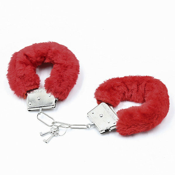 Fluffy Handcuffs Toy Hand Cuffs Hens Night Police Party Costume Kid - Lets Party