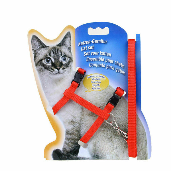 Cat Kitten Pet Walking Harness Lead Nylon Leash Adjustable Collar with Clip - Lets Party