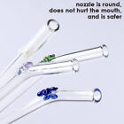 5PCS Flower Glass Pyrex Drinking Straws Pack Bent Straight Reusable Eco-Friendly