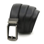 Mens Leather Belt Detachable Waistband Cuttable Strap Automatic Steel Buckle