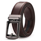 Mens Leather Belt Detachable Waistband Cuttable Strap Automatic Steel Buckle