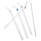 5PCS Flower Glass Pyrex Drinking Straws Pack Bent Straight Reusable Eco-Friendly