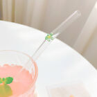 5PCS Flower Glass Pyrex Drinking Straws Pack Bent Straight Reusable Eco-Friendly