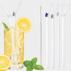 5PCS Flower Glass Pyrex Drinking Straws Pack Bent Straight Reusable Eco-Friendly