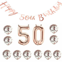 50th Rose Gold Birthday Pack 50 Years Old Garland Balloons Decorations Party