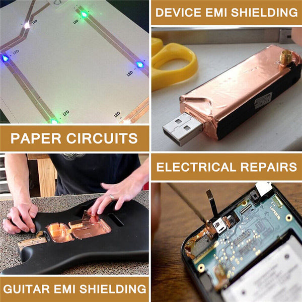 Double Sided Copper Foil Tape 10m x 50mm EMI Shielding Conductive Adhesive Tapes