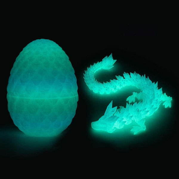 3D Printed Crystal Dragon Dinosaur in Scale Egg Posable Flexible Fidget Toy Gift