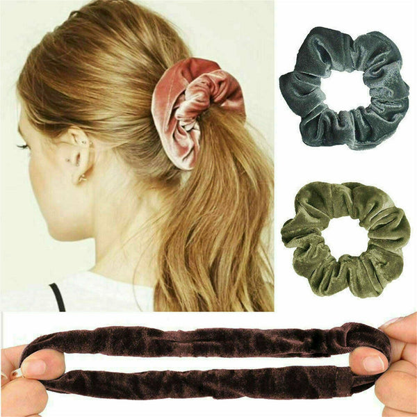 UP 24X Hair Scrunchies Flannel Velvet Hair Ties Hair Band Women Ponytail Holder