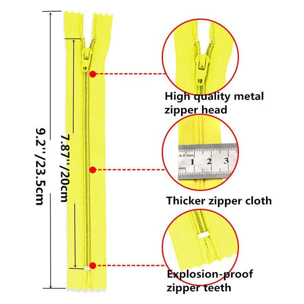 20PCS Nylon Zippers Sewing Tool Edge Puller Zip Tailor Zipper Mixed Color DIY