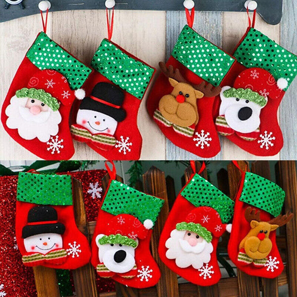 Christmas Stocking Socks Ornament Xmas Tree Party Hanging Gift Candy Bags Decor