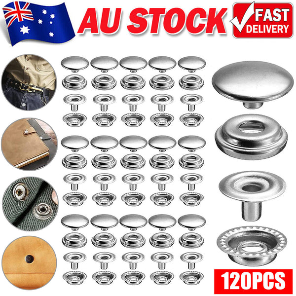 120x Marine Boat Canvas Stainless Steel Snap Fastener Press Stud Cap Button Kit