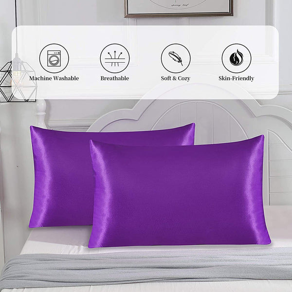 2xSatin PillowCase Bedroom Pillowcase Cushion Covers Home Decor Standard new