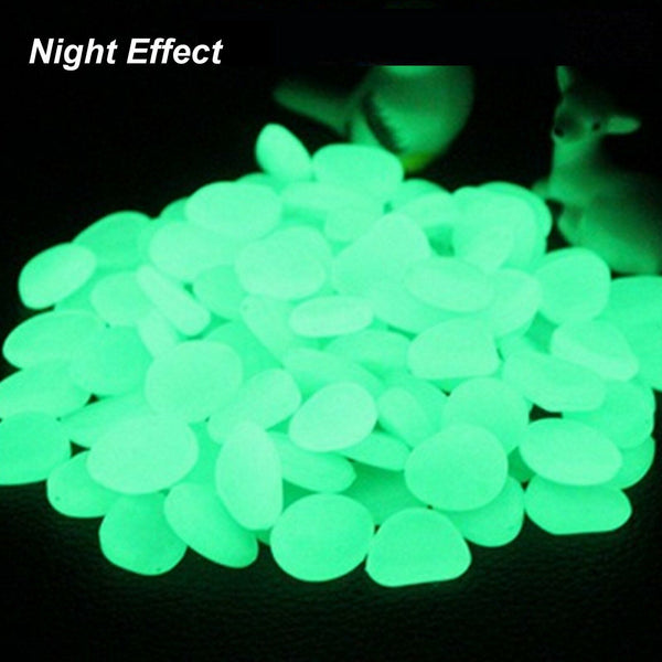 100Pcs Pebbles Stone Glow in the Dark Rock Fish Tank Stones Garden Road Decor AU
