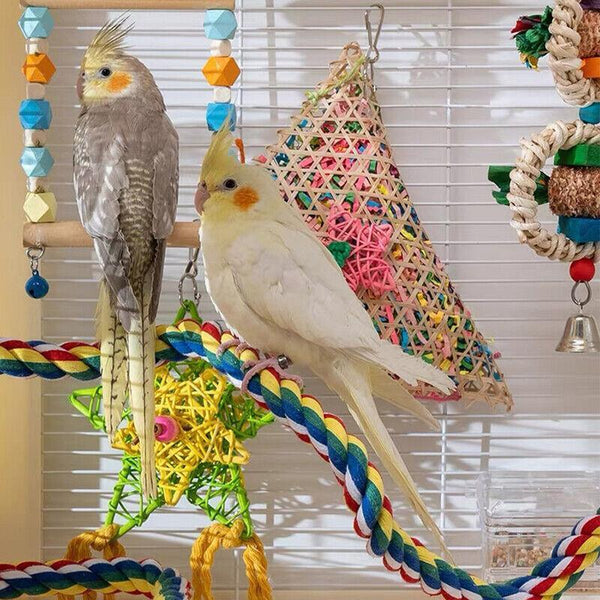 Pet Bird Rope Perches Parrot Colourful Cage Comfy Perch Bungees for Birds Toy AU