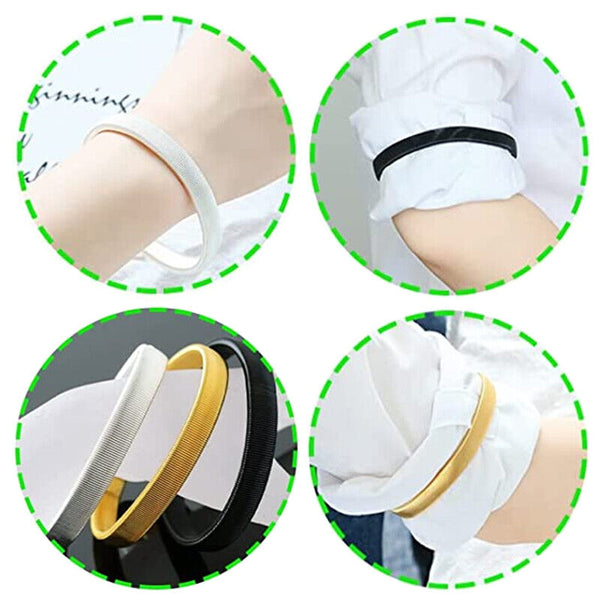 Unisex Silver Anti-Slip Shirt Sleeve Holders Fashion Elastic Armbands Hold Ups Garter - Lets Party