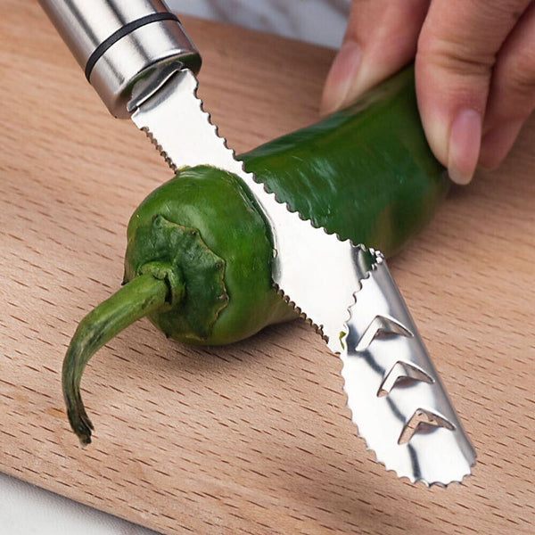 2in1 Pepper Chili Corer Jalapeno Seed Remover Twist Cutter Tool Stainless Steel