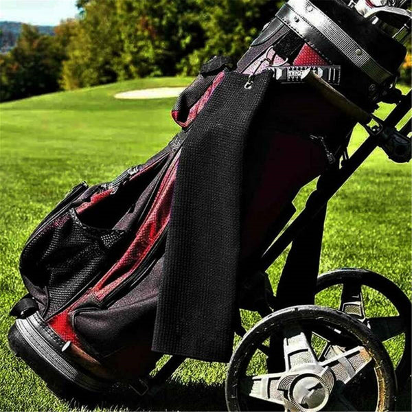Sports Golf Towel Waffle Pattern Cotton With Carabiner Cleaning Towels Black AU